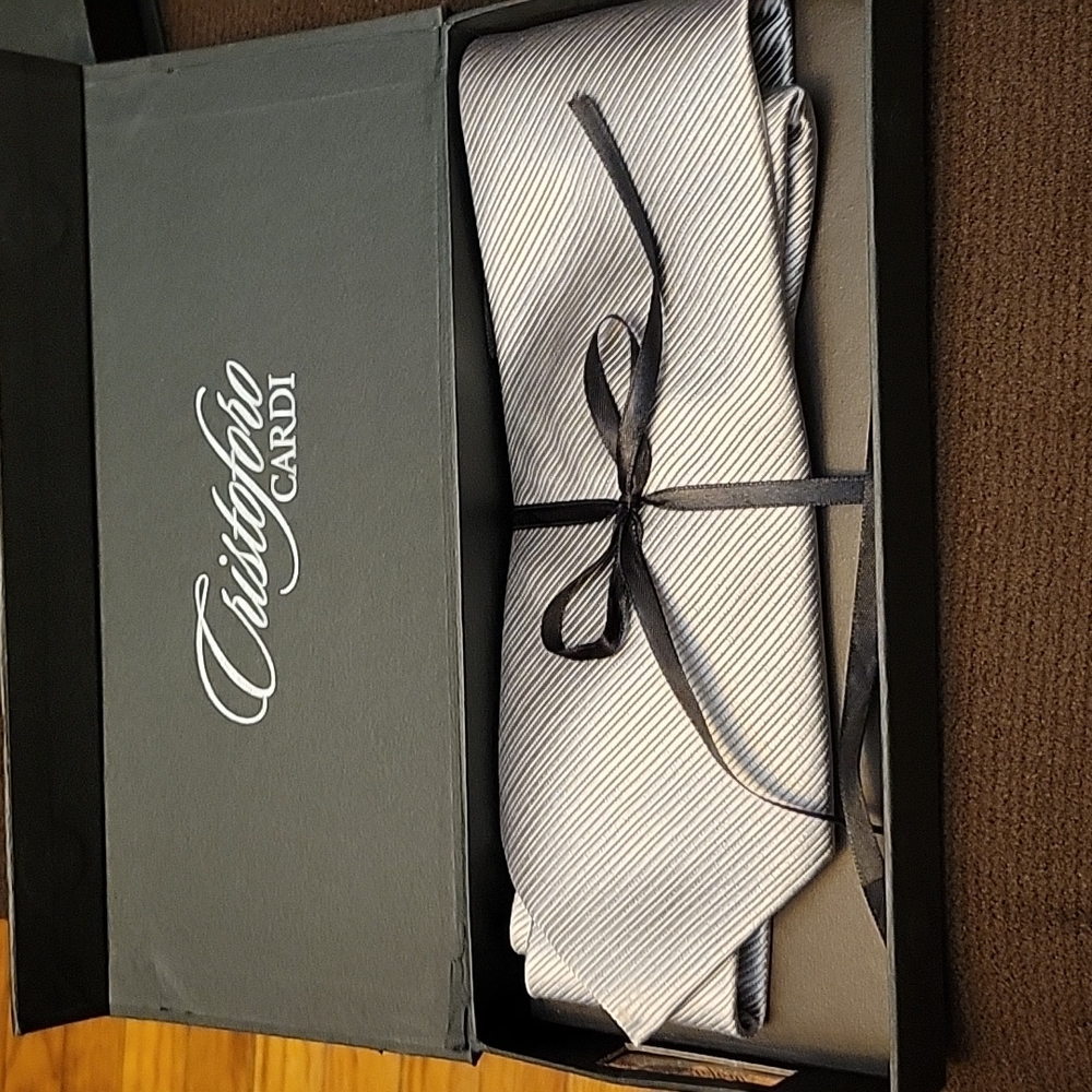 CRISTOFORO CARDI 100% SILK SILVER NECKTIE